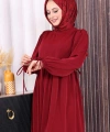 Çift Katlı Bağlama Detay Elbise 6003 Bordo