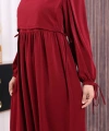 Çift Katlı Bağlama Detay Elbise 6003 Bordo