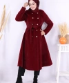 Çıt Çıt Düğme Detay Kaban 70035 Bordo