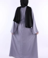 Çıt Çıt Düğmeli Bel Kuşaklı Abaya 70017 Gri