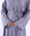 Çıt Çıt Düğmeli Bel Kuşaklı Abaya 70017 Gri