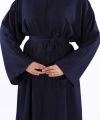 Çıt Çıt Düğmeli Bel Kuşaklı Abaya 70017 Lacivert