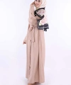 Çıt Çıt Düğmeli Bel Kuşaklı Abaya 70017 Taş