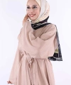 Çıt Çıt Düğmeli Bel Kuşaklı Abaya 70017 Taş