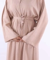 Çıt Çıt Düğmeli Bel Kuşaklı Abaya 70017 Taş
