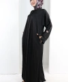 Çıt Çıt Düğmeli Ferace 70023 Siyah