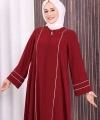 Çizgi Detaylı Ferace 6011 Bordo