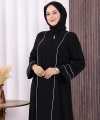 Çizgi Detaylı Ferace 6011 Siyah