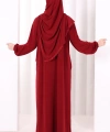 Dantel Detay Şallı Namaz Feracesi 6010 Bordo