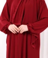 Dantel Detay Şallı Namaz Feracesi 6010 Bordo