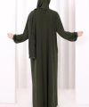 Dantel Detay Şallı Namaz Feracesi 6010 Haki