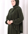 Dantel Detay Şallı Namaz Feracesi 6010 Haki