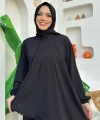 Dantel Detay Şallı Namaz Feracesi 6010 Siyah