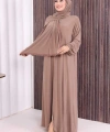 Dantel Detay Şallı Namaz Feracesi 6010 Vizon