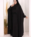 Dantel Detaylı Elbise Abaya Takım ŞAL HEDİYELİ! 6070 Siyah