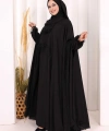 Dantel Detaylı Elbise Abaya Takım ŞAL HEDİYELİ! 6070 Siyah