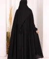 Dantel Detaylı Elbise Abaya Takım ŞAL HEDİYELİ! 6070 Siyah