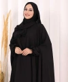 Dantel Detaylı Elbise Abaya Takım ŞAL HEDİYELİ! 6070 Siyah