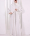Dantel Detaylı Namaz Elbise 6095 Ekru