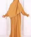 Dantel Detaylı Namaz Elbise 6095 Hardal