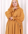 Dantel Detaylı Namaz Elbise 6095 Hardal