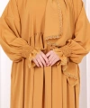 Dantel Detaylı Namaz Elbise 6095 Hardal