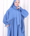 Dantel Detaylı Namaz Elbise 6095 İndigo