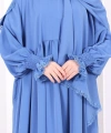Dantel Detaylı Namaz Elbise 6095 İndigo