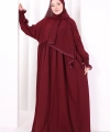 Dantel Detaylı Namaz Elbise 6095 Mürdüm