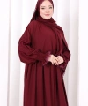 Dantel Detaylı Namaz Elbise 6095 Mürdüm