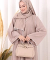 Dantel Şeritli Abaya Elbise Şal Üçlü Takım 6074 Vizon