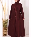 Danteli Şallı Abaya Şal Hediyelidir! 7069 Bordo