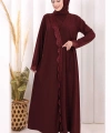 Danteli Şallı Abaya Şal Hediyelidir! 7069 Bordo