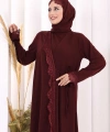 Danteli Şallı Abaya Şal Hediyelidir! 7069 Bordo