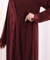 Danteli Şallı Abaya Şal Hediyelidir! 7069 Bordo