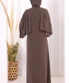 Danteli Şallı Abaya Şal Hediyelidir! 7069 Kahverengi