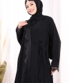 Danteli Şallı Abaya Şal Hediyelidir! 7069 Siyah