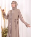 Danteli Şallı Abaya Şal Hediyelidir! 7069 Vizon