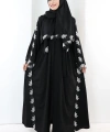 Dantelli Şallı Abaya 7095 Siyah