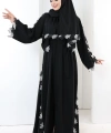 Dantelli Şallı Abaya 7095 Siyah