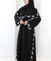 Dantelli Şallı Abaya 7095 Siyah