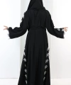 Dantelli Şallı Abaya 7095 Siyah