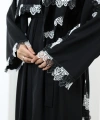 Dantelli Şallı Abaya 7095 Siyah