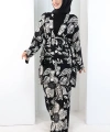 Desenli Kimono Takım 8712 Siyah