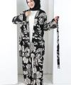 Desenli Kimono Takım 8712 Siyah