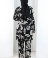 Desenli Kimono Takım 8712 Siyah