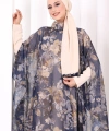 Desenli Şallı Elbise 6076 Lacivert