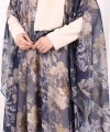 Desenli Şallı Elbise 6076 Lacivert