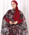 Desenli Şallı Elbise 6076 Siyah