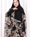 Desenli Şallı Elbise 6076 Siyah - Taş